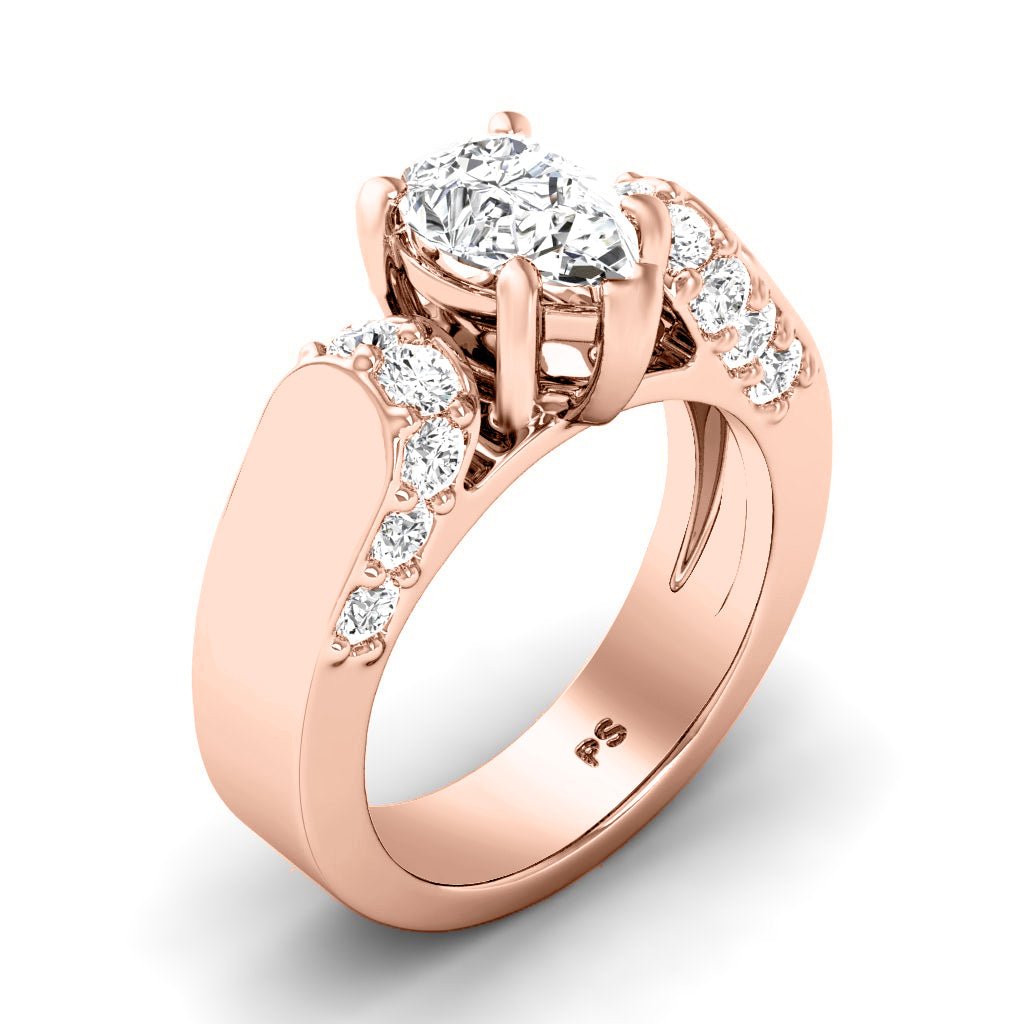 1.00 - 2.15 CT Pear & Round Cut Natural Diamonds - Engagement Ring - Primestyle.com