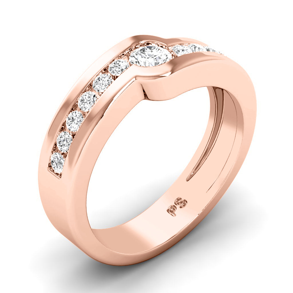 0.60 CT Round Cut Diamonds - Mens Wedding Band