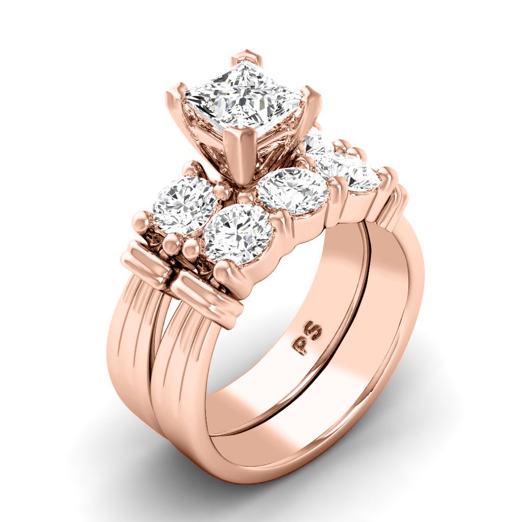 1.70-7.20 CT Princess & Round Cut Diamonds - Bridal Set