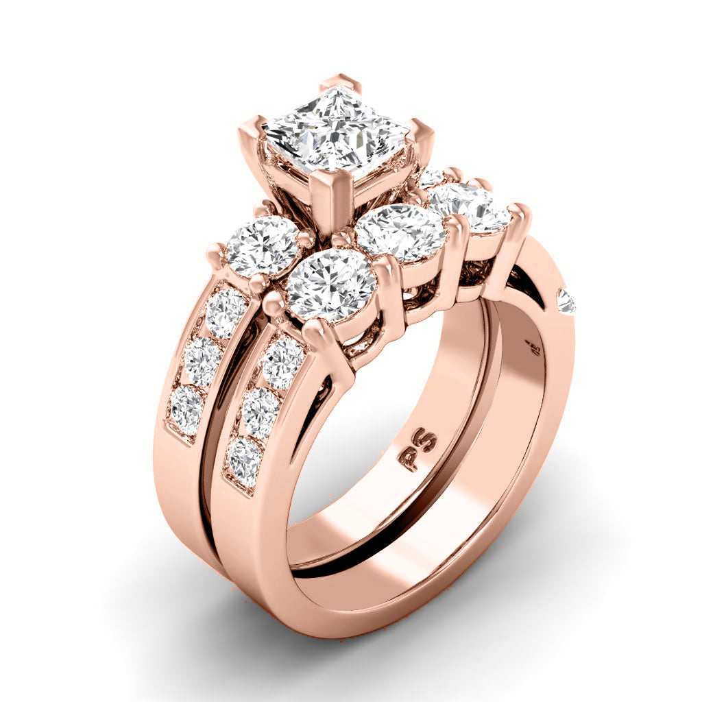 2.15-3.30 CT Round & Princess Cut Diamonds - Bridal Set