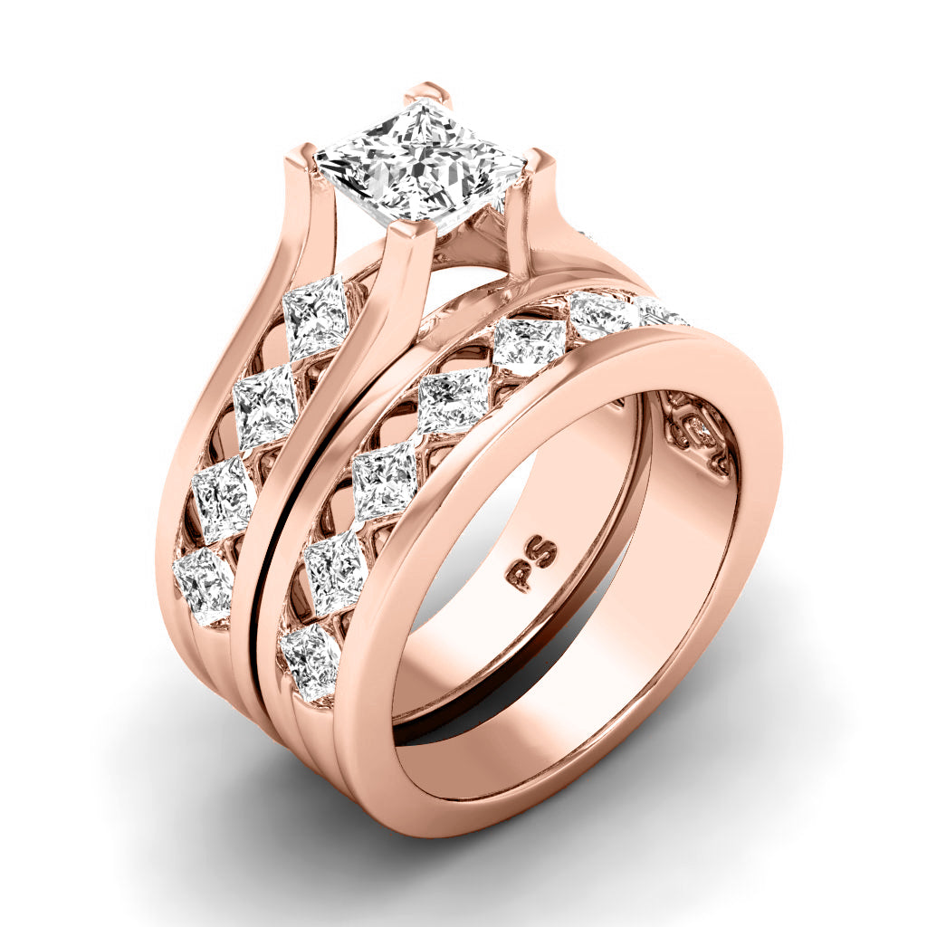 2.05-3.20 CT Princess Cut Natural Diamonds - Bridal Set