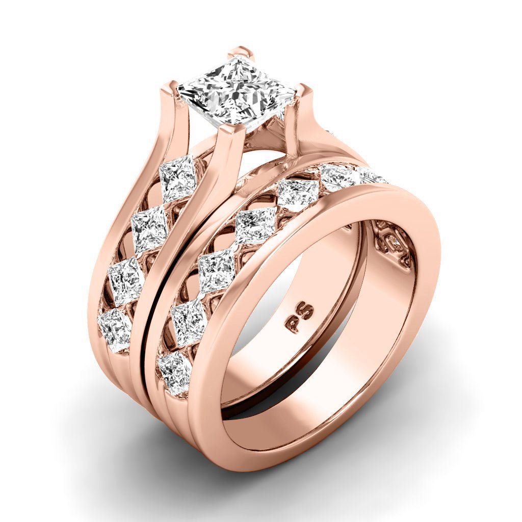 2.05-3.20 CT Princess Cut Natural Diamonds - Bridal Set