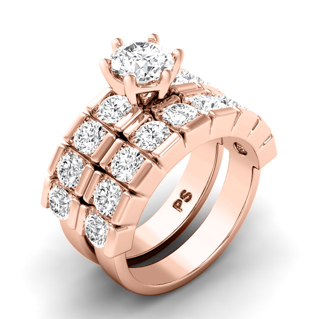 2.75-5.25 CT Round Cut Lab Grown Diamonds - Bridal Set