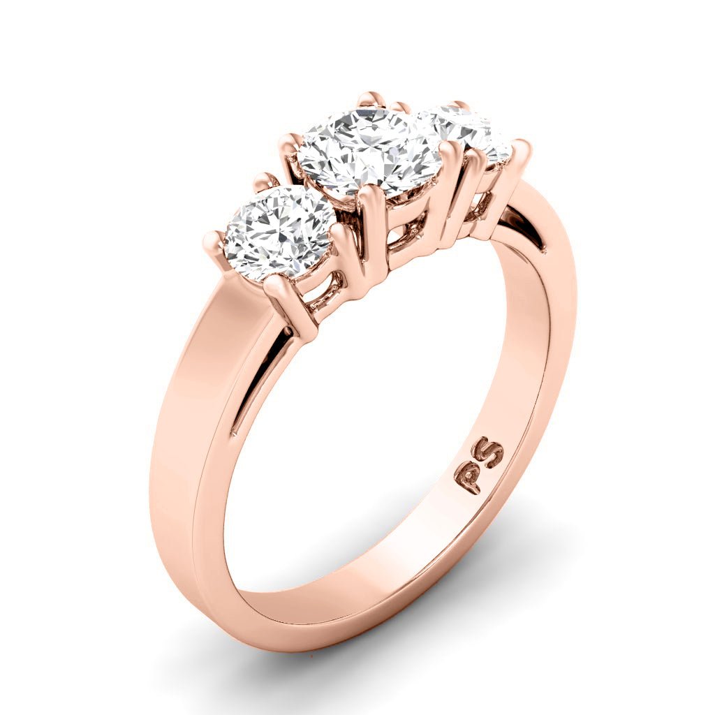 0.50 - 0.80 CT Round Cut Lab Grown Diamonds - Three Stone Ring - Primestyle.com