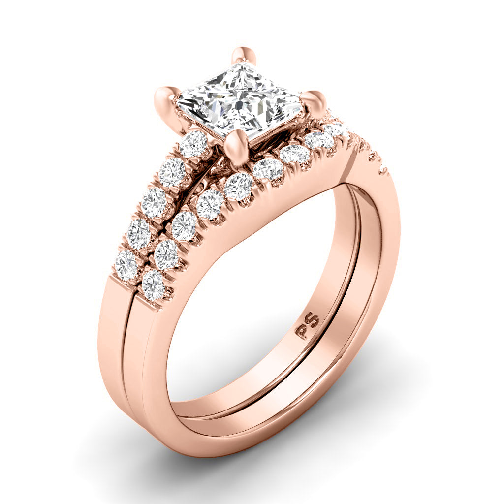 0.90-2.05 CT Princess & Round Cut Natural Diamonds - Bridal Set