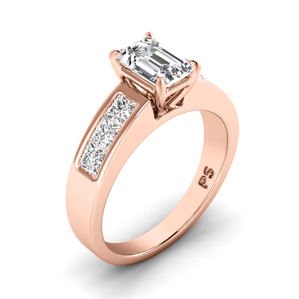 1.15-2.30 CT Emerald & Princess Cut Natural Diamonds - Engagement Ring