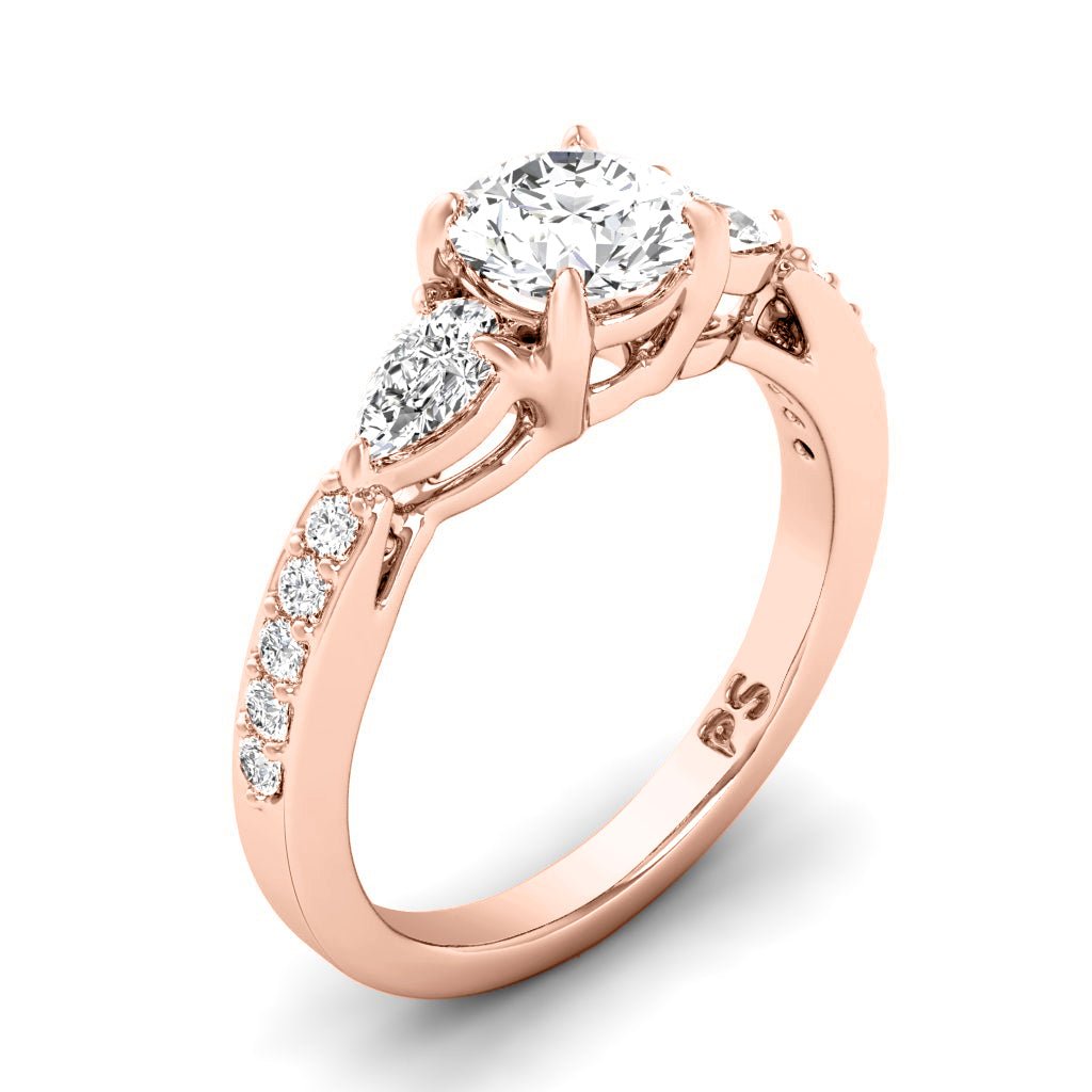 0.85-2.00 CT Pear & Round Cut Natural Diamonds - Engagement Ring