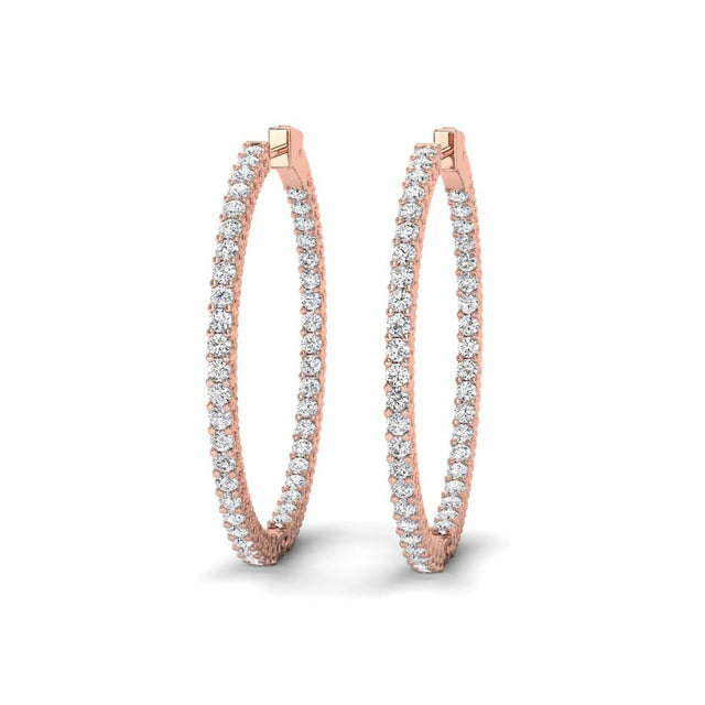 4.00-7.00 CT Round Cut Natural Diamonds - Hoop And Drop Earrings