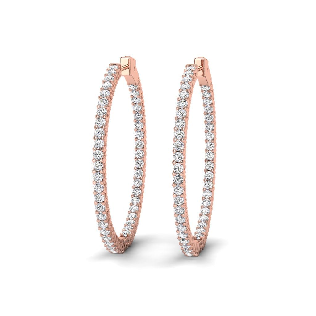 4.00-7.00 CT Round Cut Natural Diamonds - Hoop And Drop Earrings