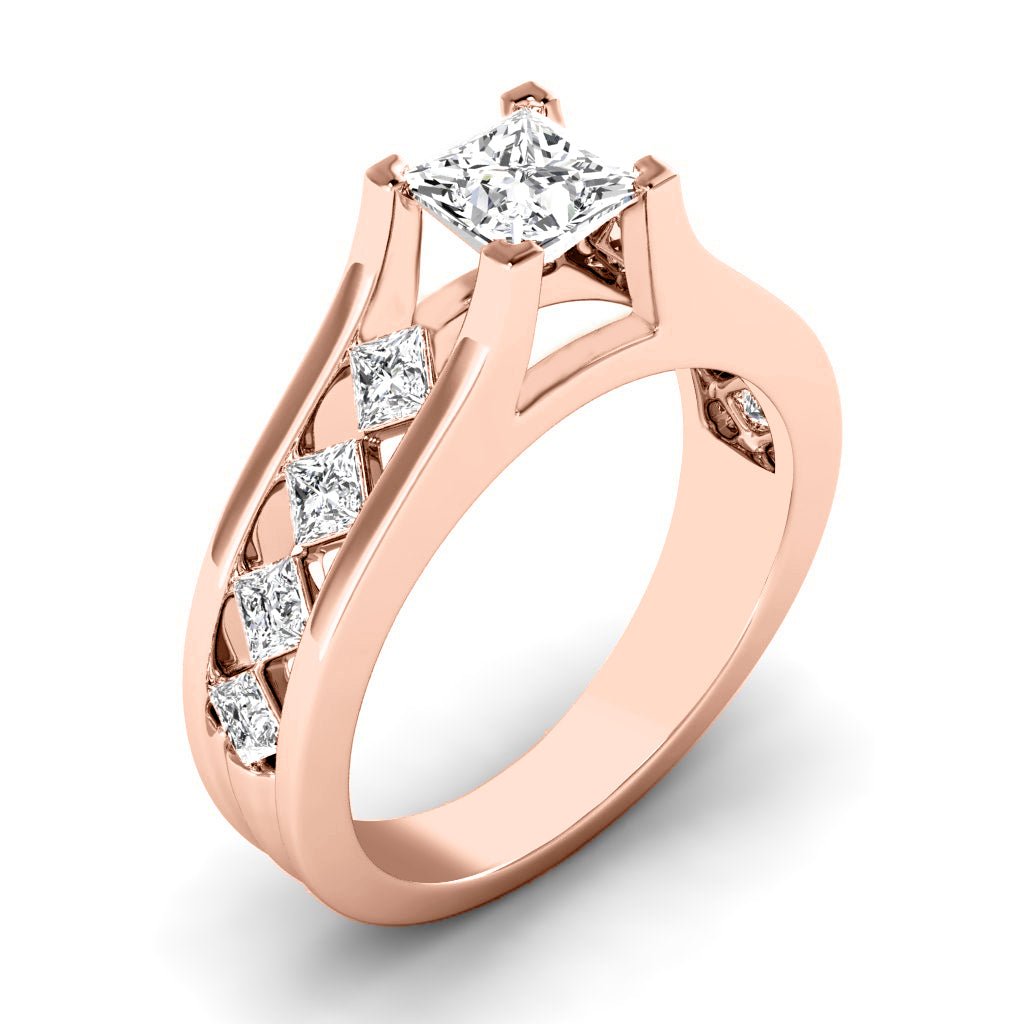 1.15-2.30 CT Princess Cut Natural Diamonds - Engagement Ring