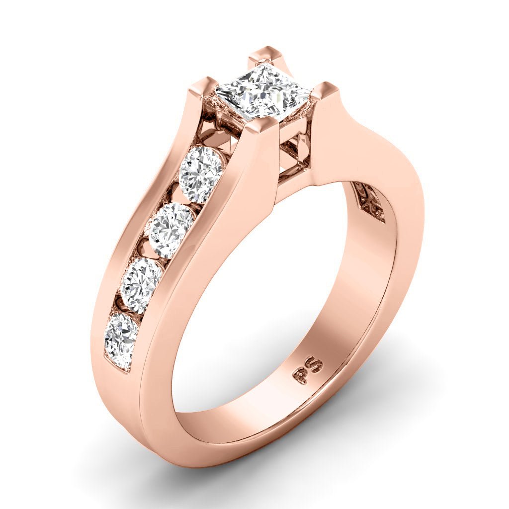 1.30-6.80 CT Princess & Round Cut Diamonds - Engagement Ring