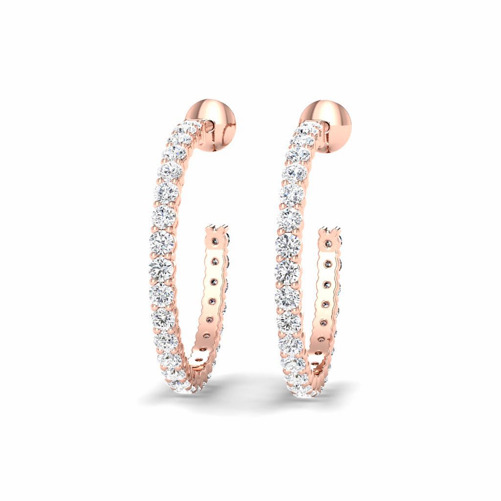 0.75-1.50 CT Round Cut Natural Diamonds - Hoop And Drop Earrings