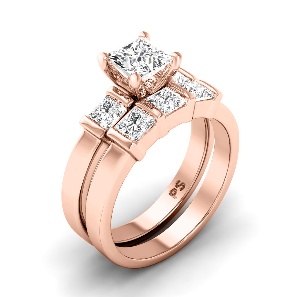 1.90-3.05 CT Princess Cut Natural Diamonds - Bridal Set