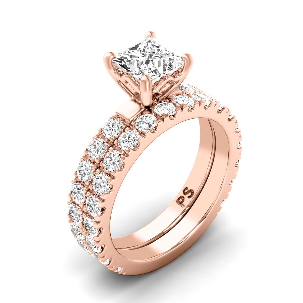 1.90-7.40 CT Princess & Round Cut Diamonds - Bridal Set