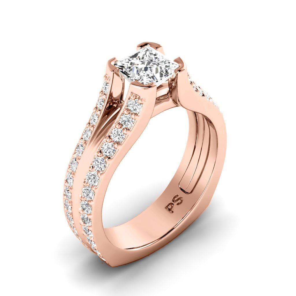 1.35-2.50 CT Princess & Round Cut Natural Diamonds - Engagement Ring