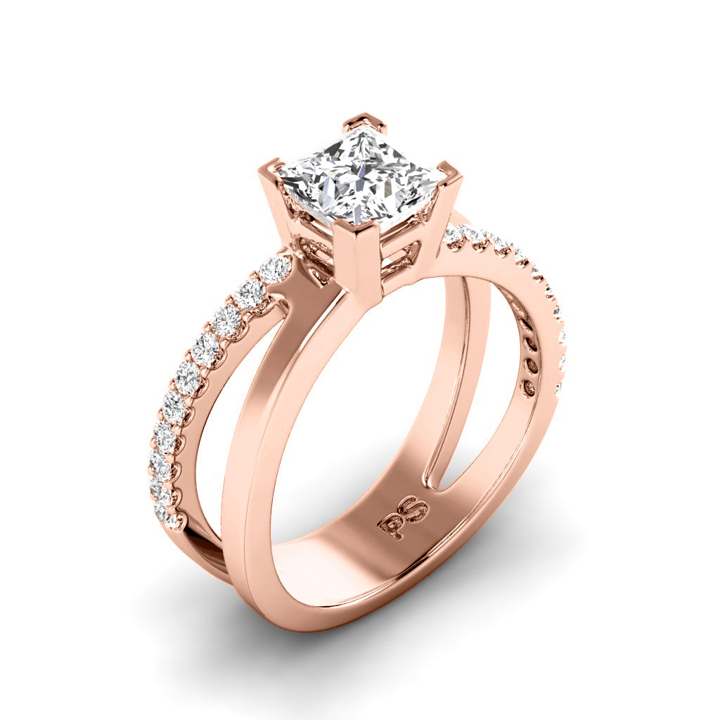 0.60-1.75 CT Princess & Round Cut Natural Diamonds - Engagement Ring