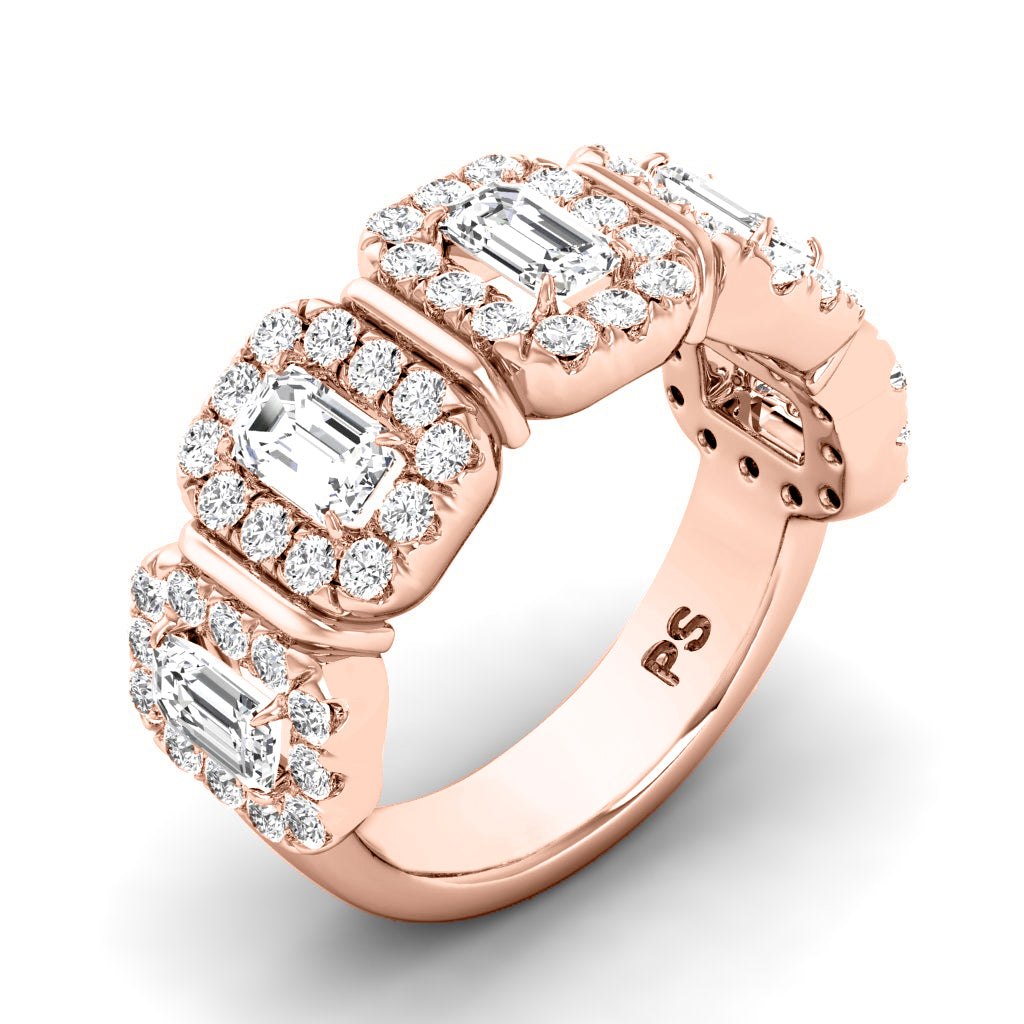 2.20 CT Round & Emerald Cut Diamonds - Wedding Band