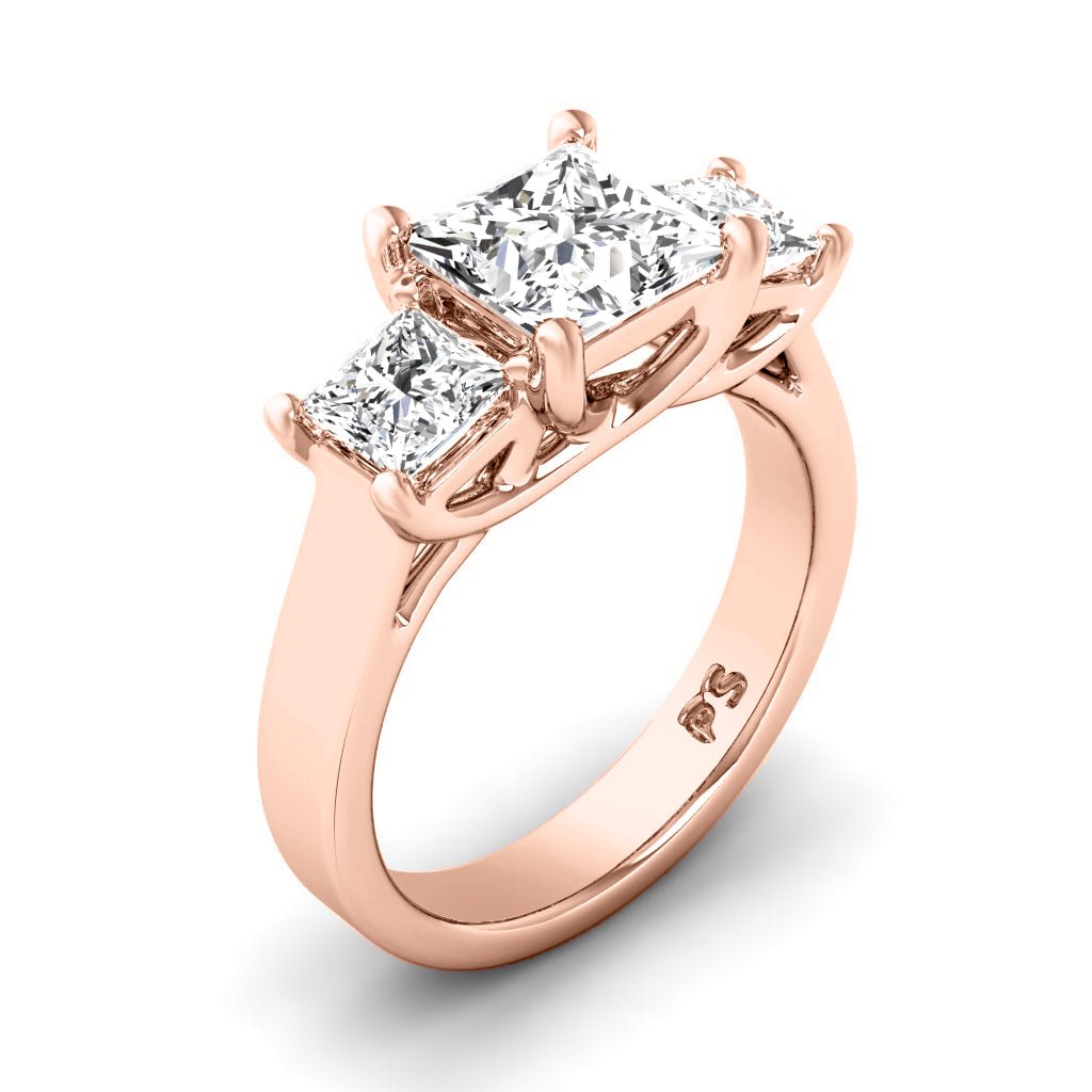 0.90 CT Princess Cut Natural Diamonds - Three Stone Rings