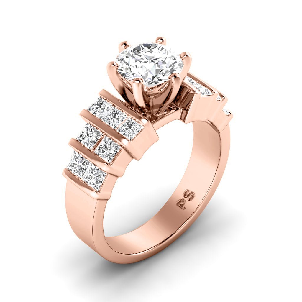 1.55 - 2.70 CT Princess & Round Cut Natural Diamonds - Engagement Ring - Primestyle.com