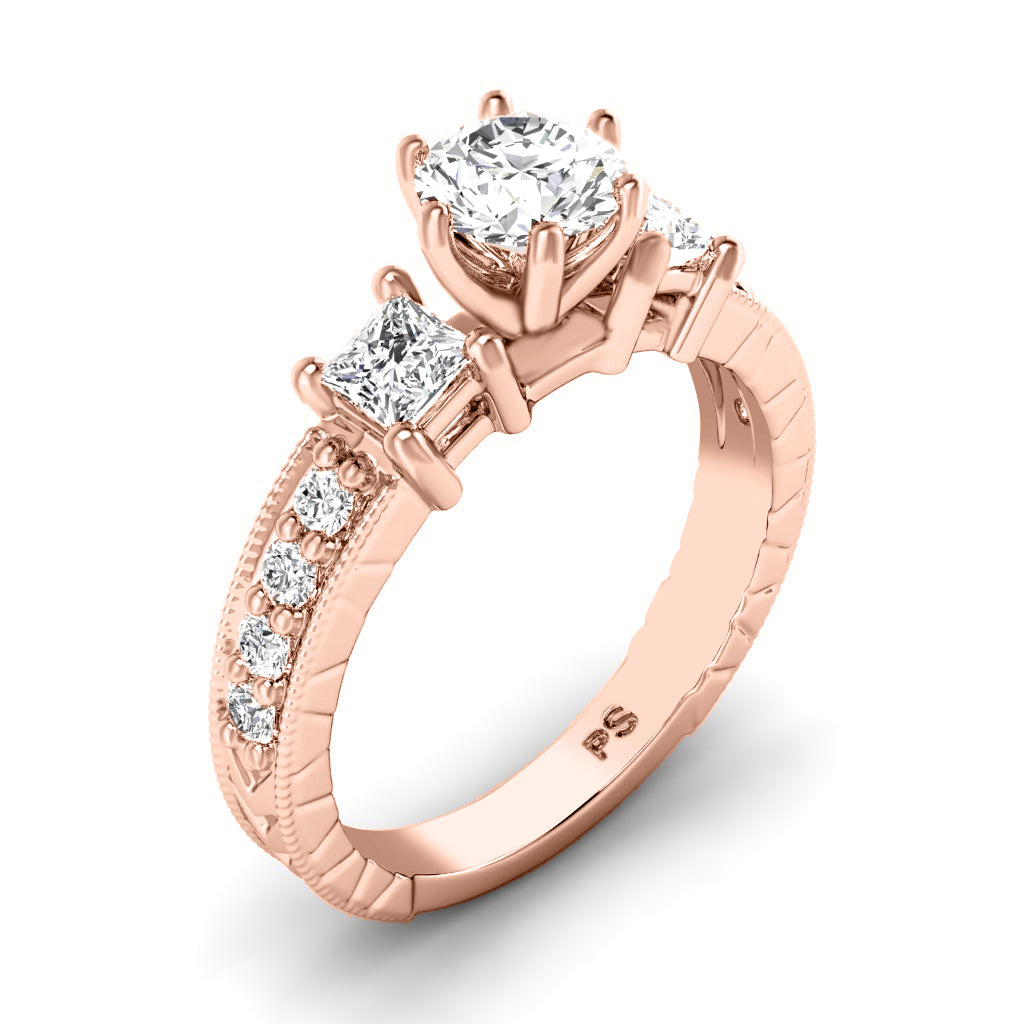 1.20-3.70 CT Round & Princess Cut Lab Grown Diamonds - Engagement Ring