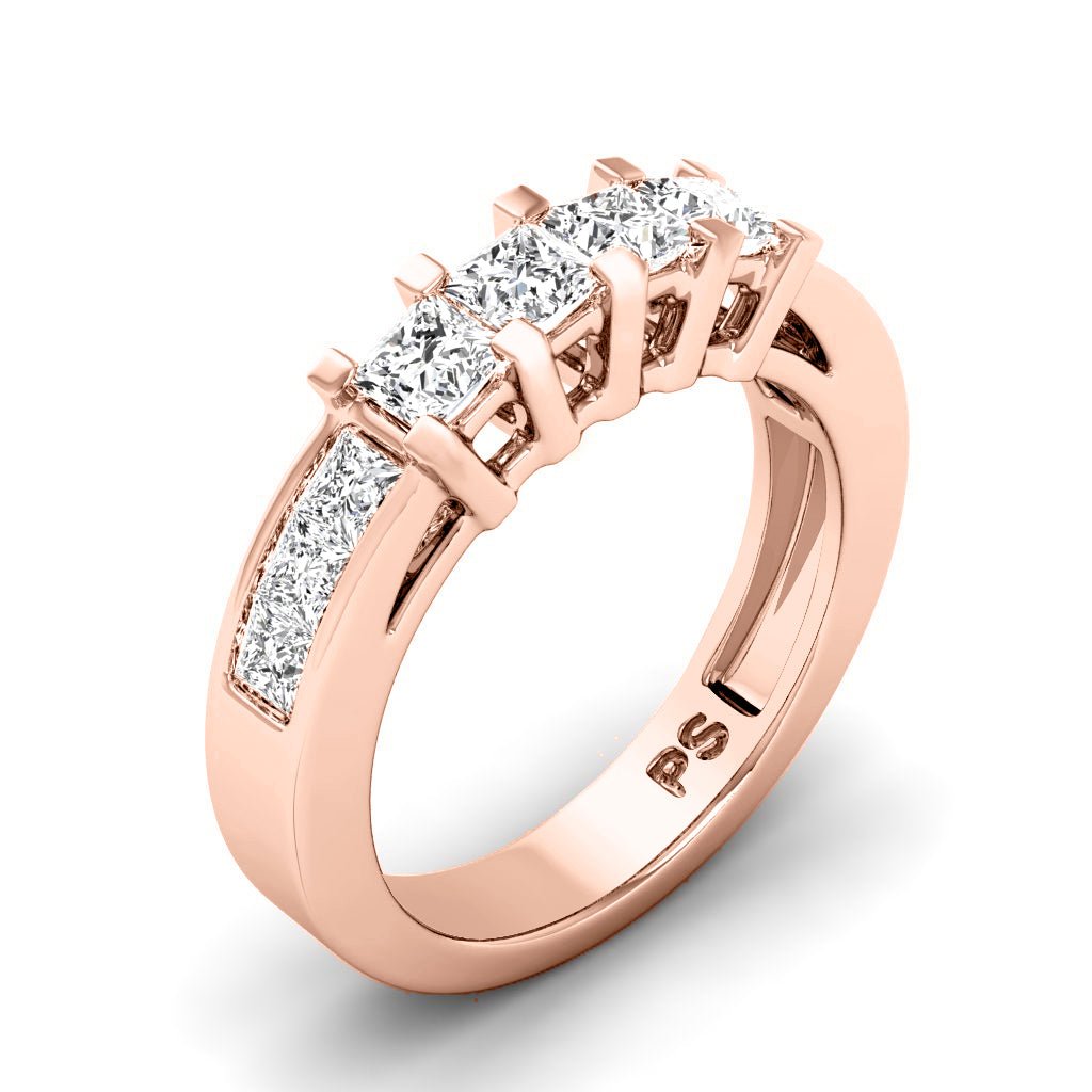 1.10 CT Princess Cut Natural Diamonds - Wedding Band - Primestyle.com