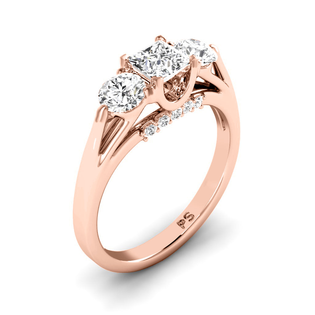 0.90-2.05 CT Round & Princess Cut Diamonds - Engagement Ring