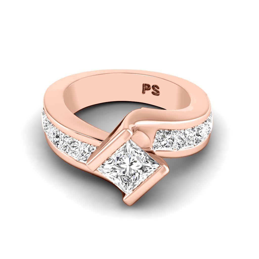 2.15-3.30 CT Princess Cut Natural Diamonds - Engagement Ring