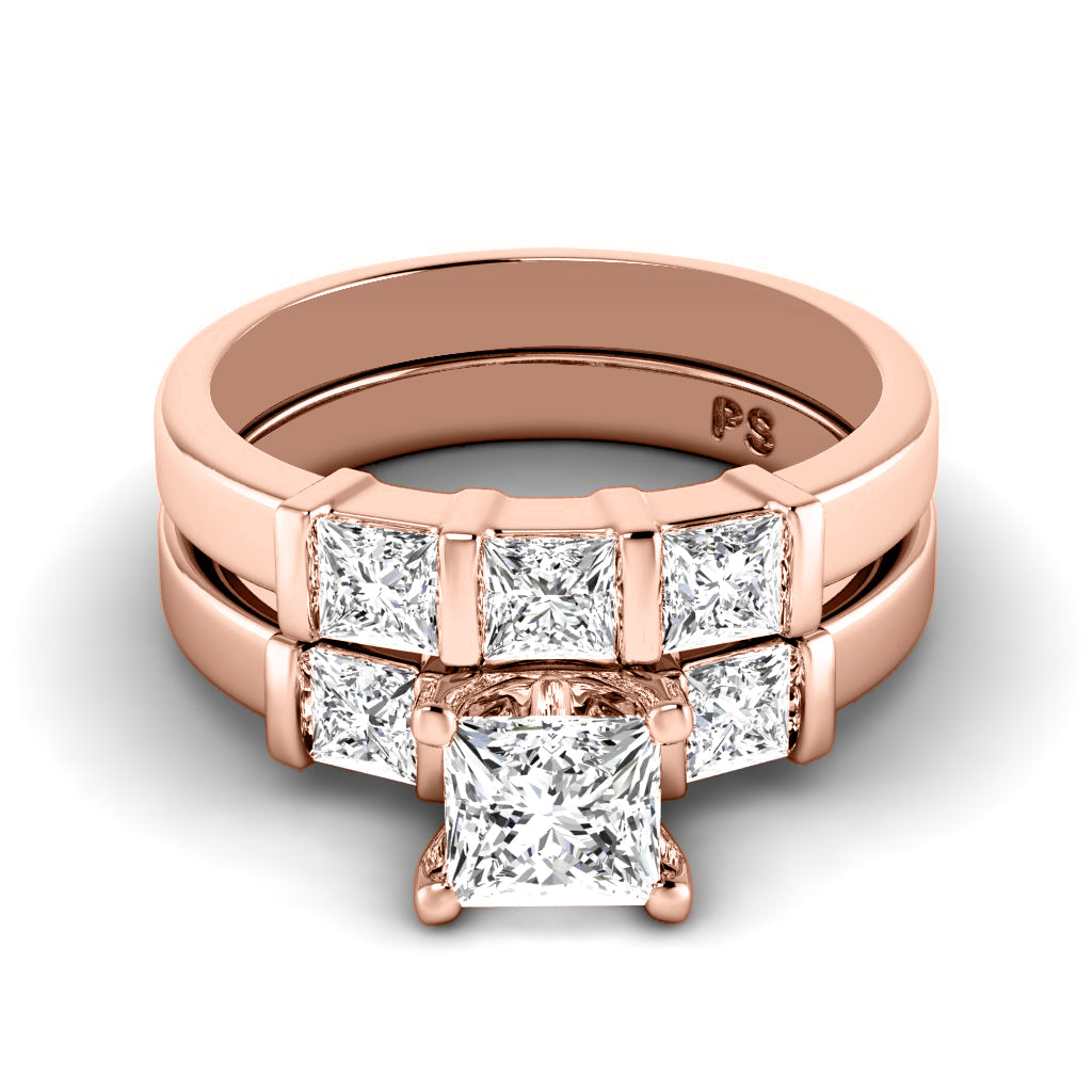 1.90-3.05 CT Princess Cut Natural Diamonds - Bridal Set