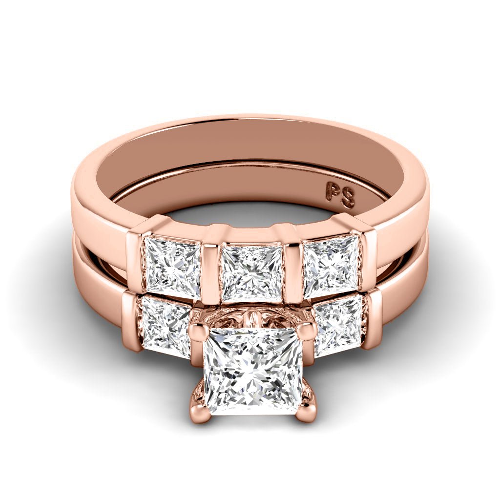 1.90 - 3.05 CT Princess Cut Natural Diamonds - Bridal Set - Primestyle.com