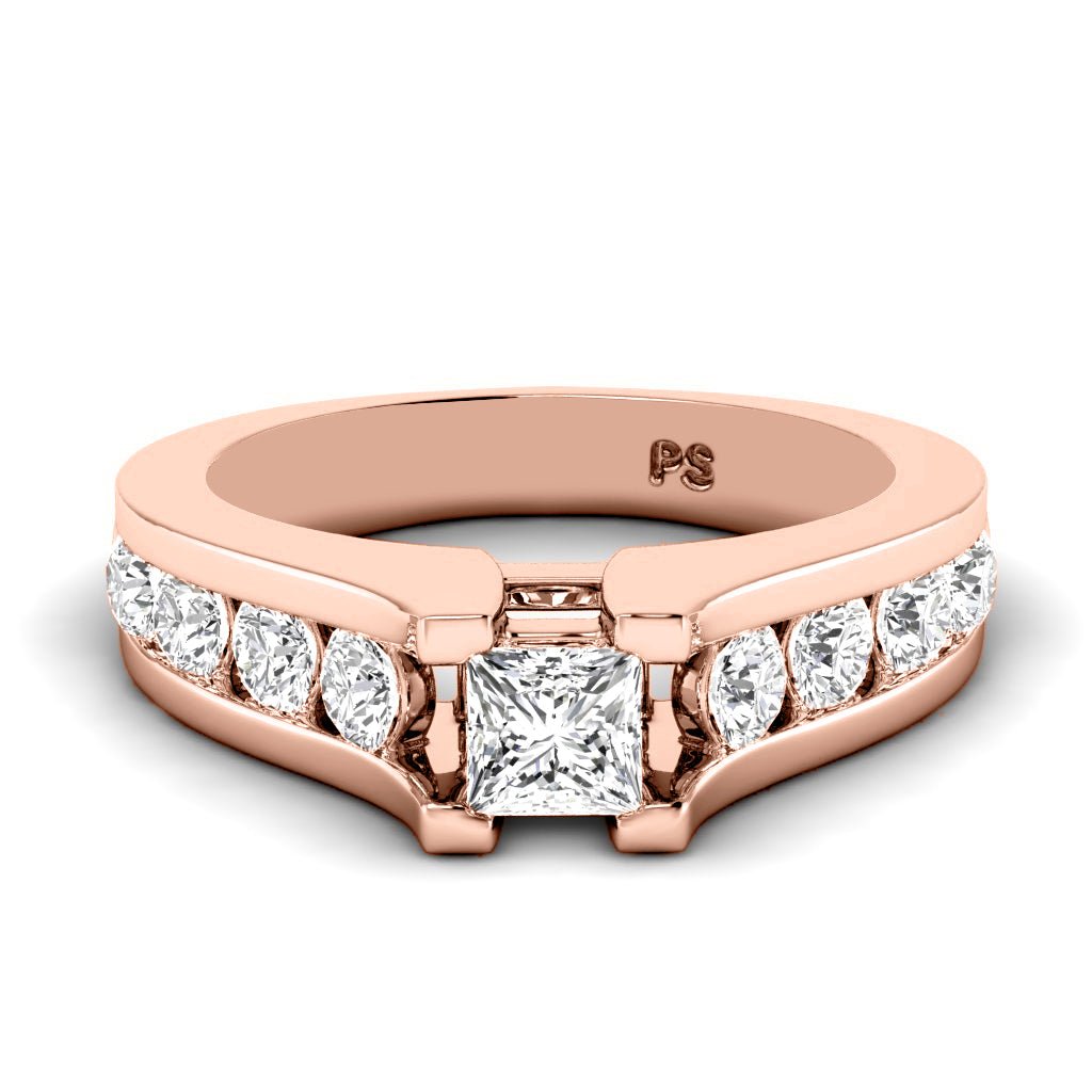 1.15 - 2.30 CT Princess & Round Cut Natural Diamonds - Engagement Ring - Primestyle.com