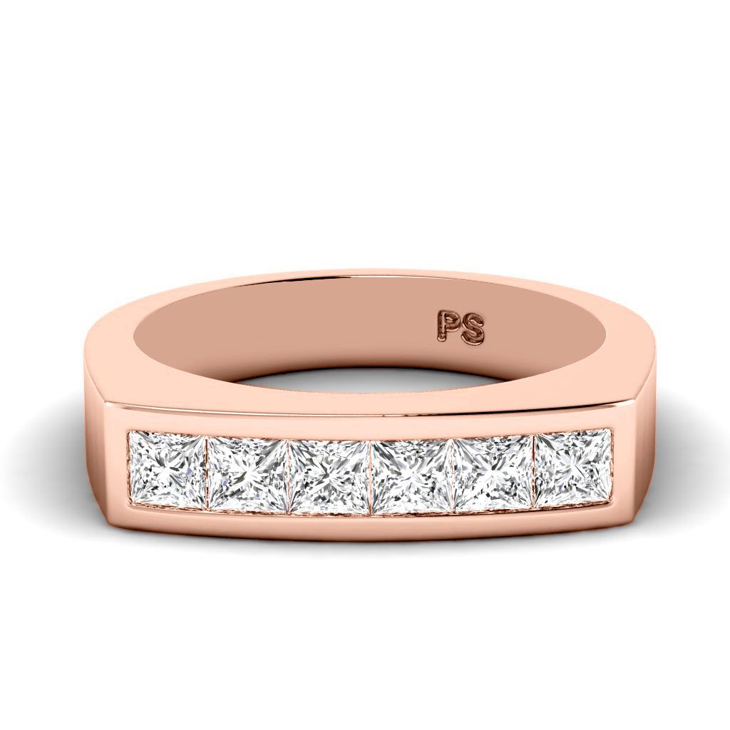 1.00 CT Princess Cut Lab Grown Diamonds - Mens Wedding Band