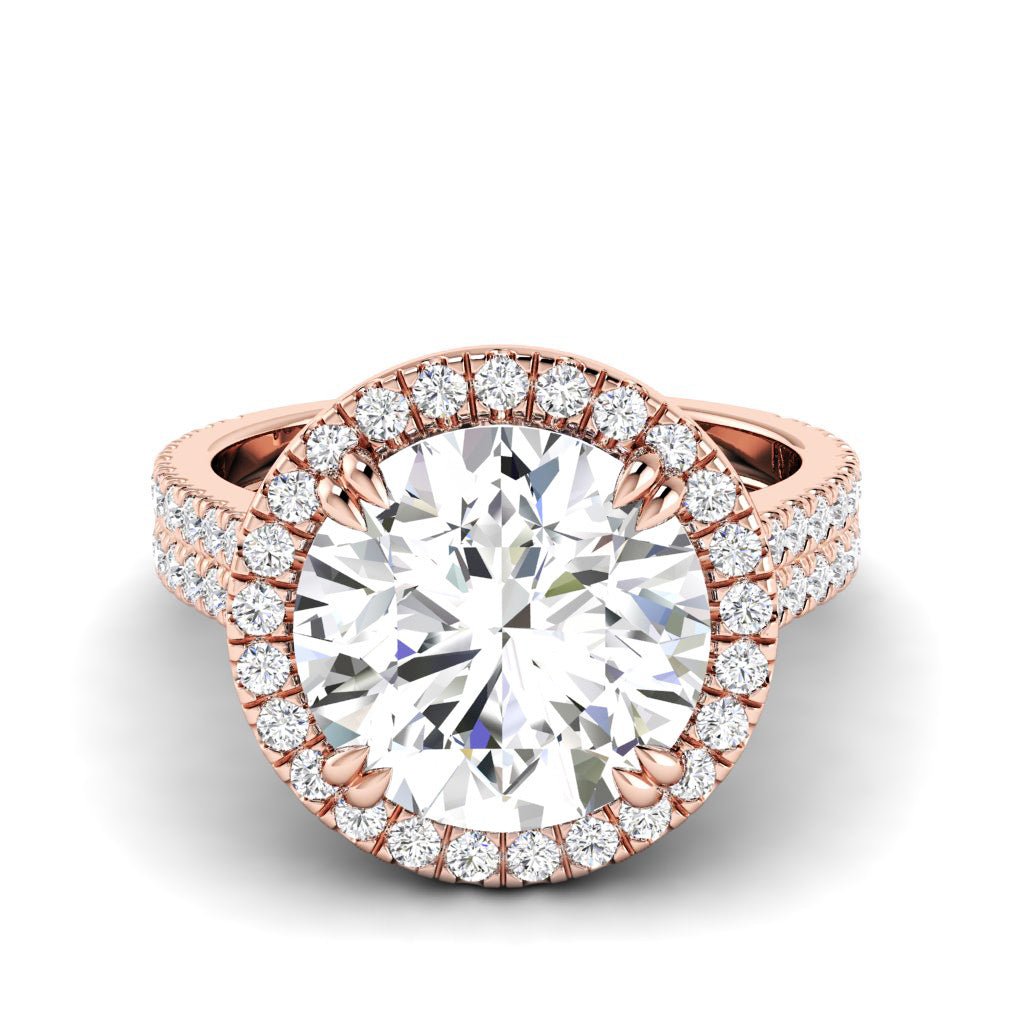 11.65 CT Round Cut Lab Grown Diamonds - Halo Ring - Primestyle.com