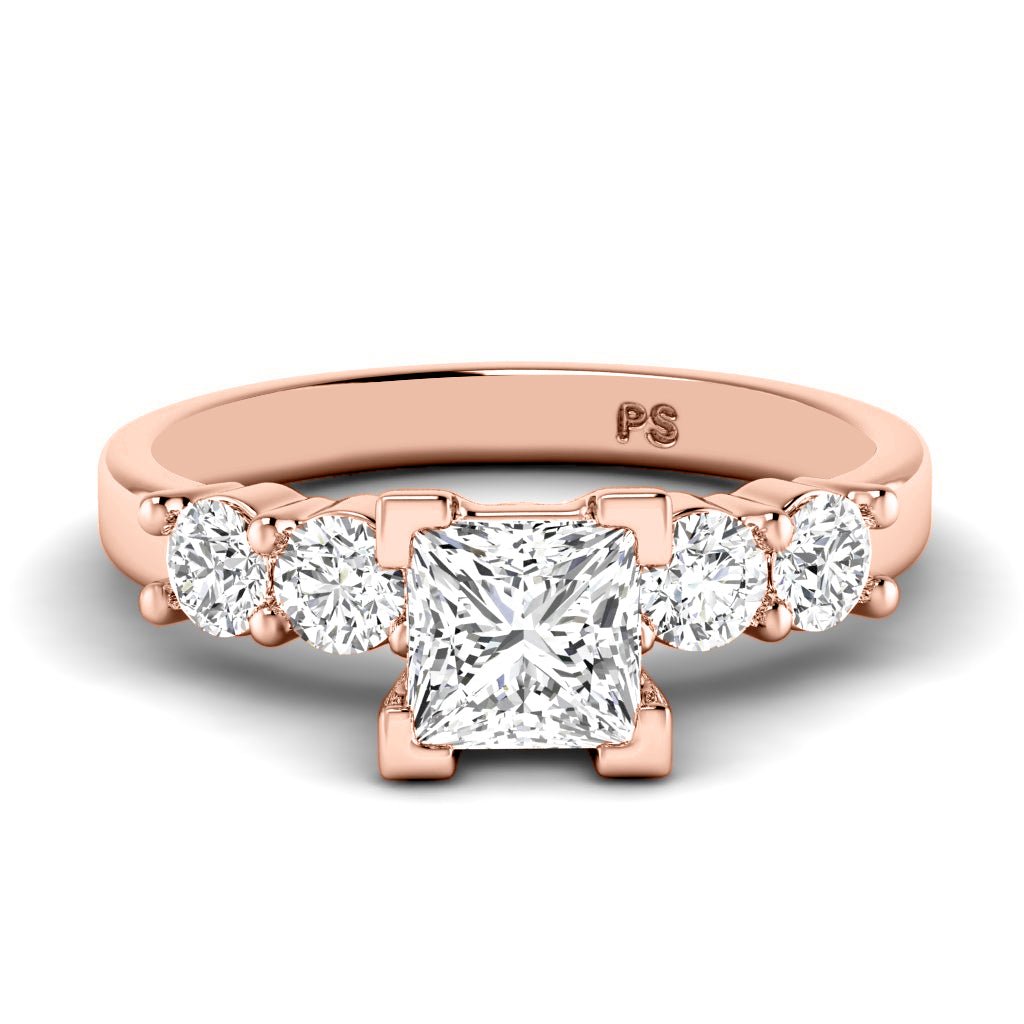 1.10-6.60 CT Princess & Round Cut Lab Grown Diamonds - Engagement Ring