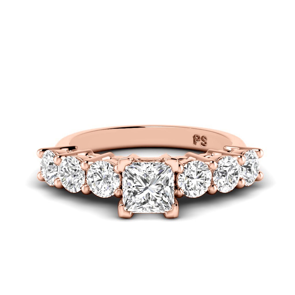 1.95-3.10 CT Princess & Round Cut Natural Diamonds - Engagement Ring