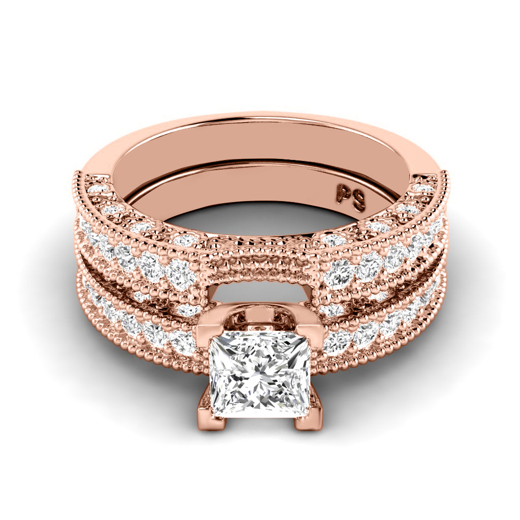 1.60-4.10 CT Round & Princess Cut Lab Grown Diamonds - Bridal Set