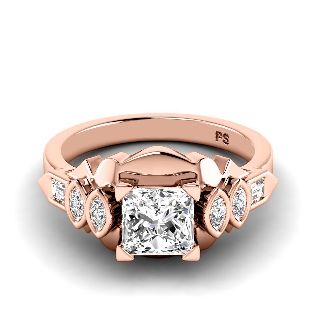 0.60 - 1.75 CT Baguette & Marquise & Princess Cut Natural Diamonds - Engagement Ring - Primestyle.com