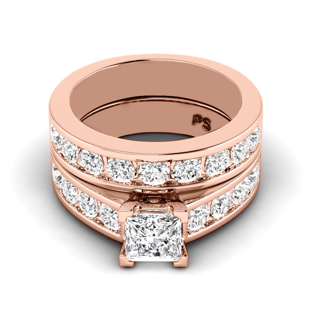 2.10 - 7.60 CT Princess & Round Cut Diamonds - Bridal Set - Primestyle.com