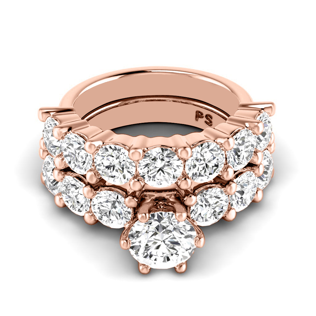 3.95-5.10 CT Princess & Round Cut Natural Diamonds - Bridal Set