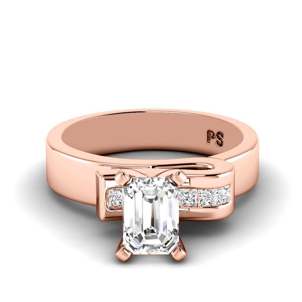 0.60-6.10 CT Emerald & Princess Cut Diamonds - Engagement Ring