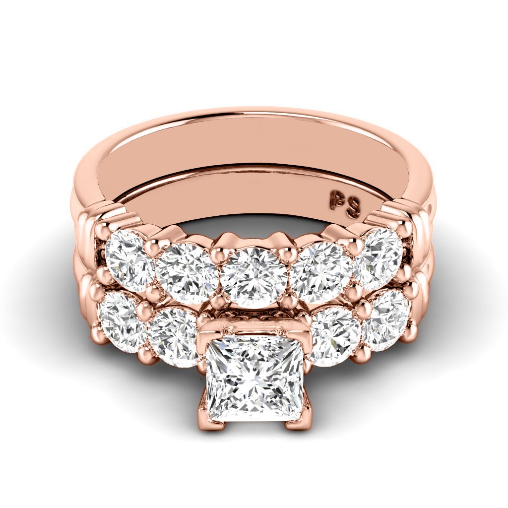 1.70-7.20 CT Princess & Round Cut Diamonds - Bridal Set