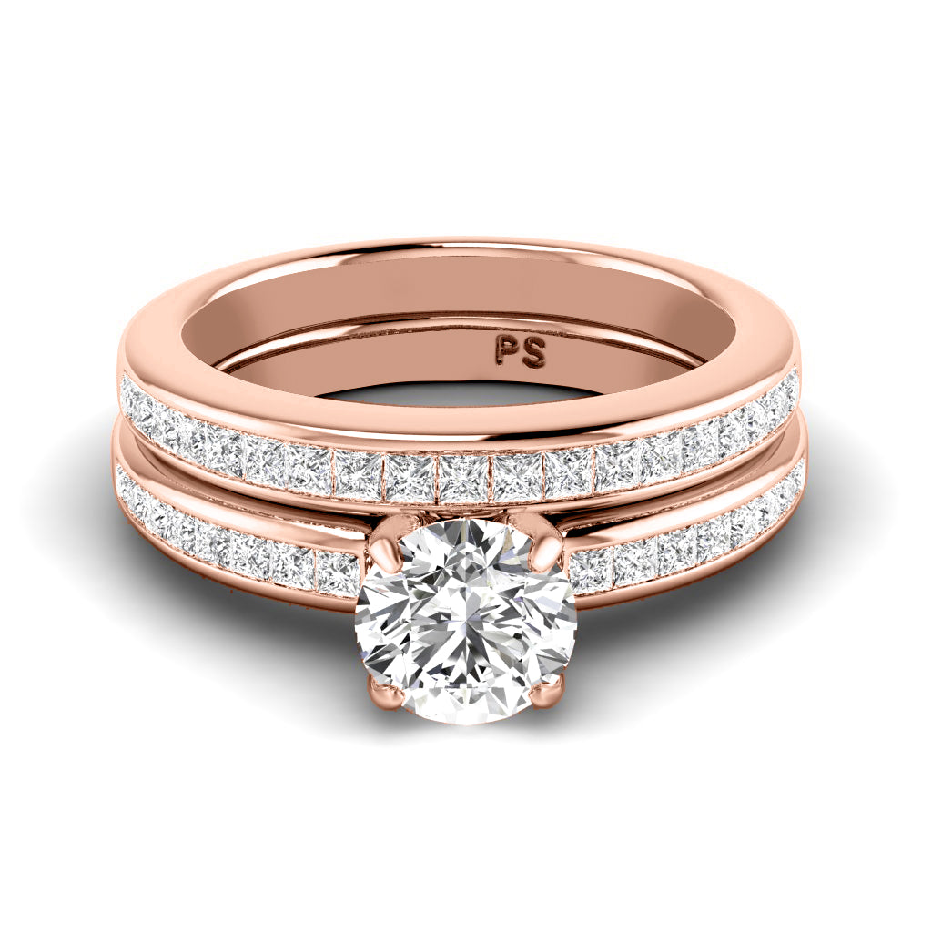 1.20-2.35 CT Princess & Round Cut Natural Diamonds - Bridal Set