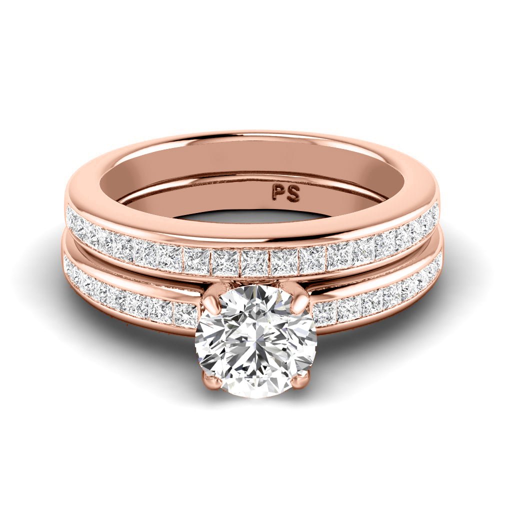 1.20 - 2.35 CT Princess & Round Cut Natural Diamonds - Bridal Set - Primestyle.com