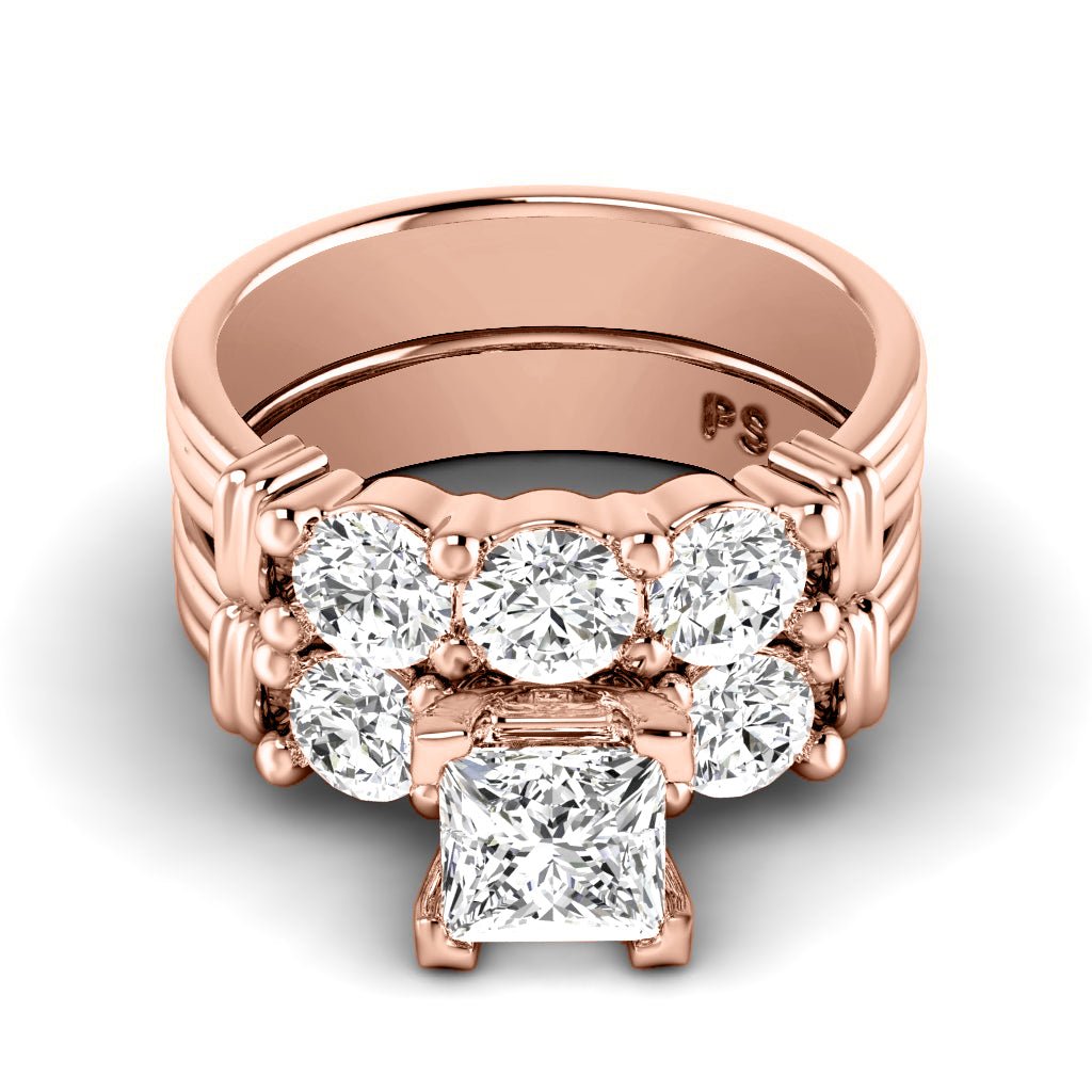 1.70 - 7.20 CT Princess & Round Cut Diamonds - Bridal Set - Primestyle.com