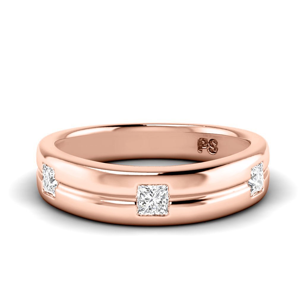 0.45 CT Princess Cut Natural Diamonds - Wedding Band - Primestyle.com