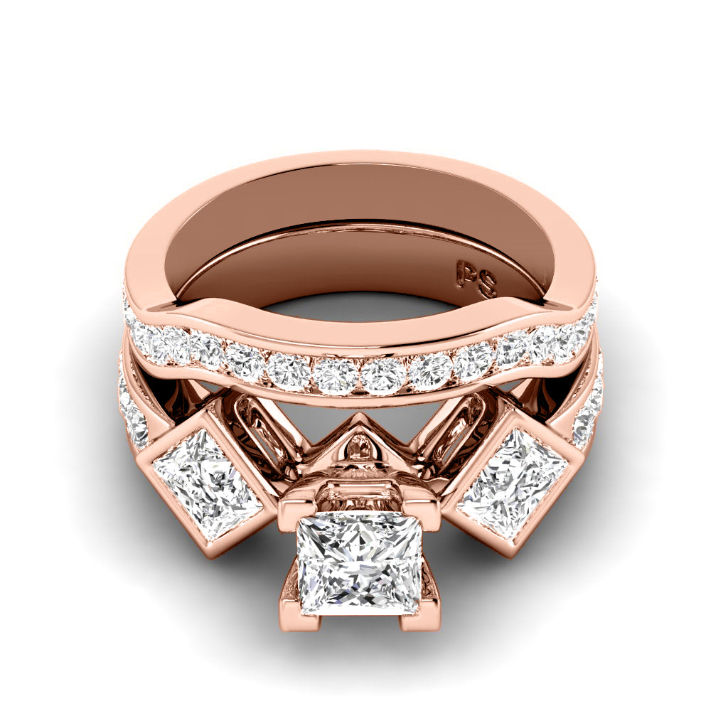 2.15-4.65 CT Round & Princess Cut Lab Grown Diamonds - Bridal Set
