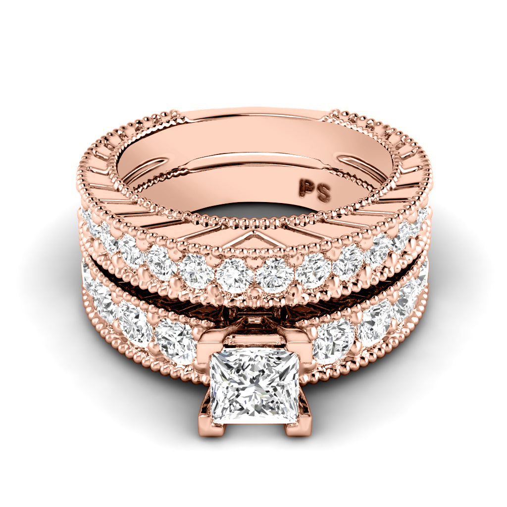 1.80-2.95 CT Round & Princess Cut Diamonds - Bridal Set