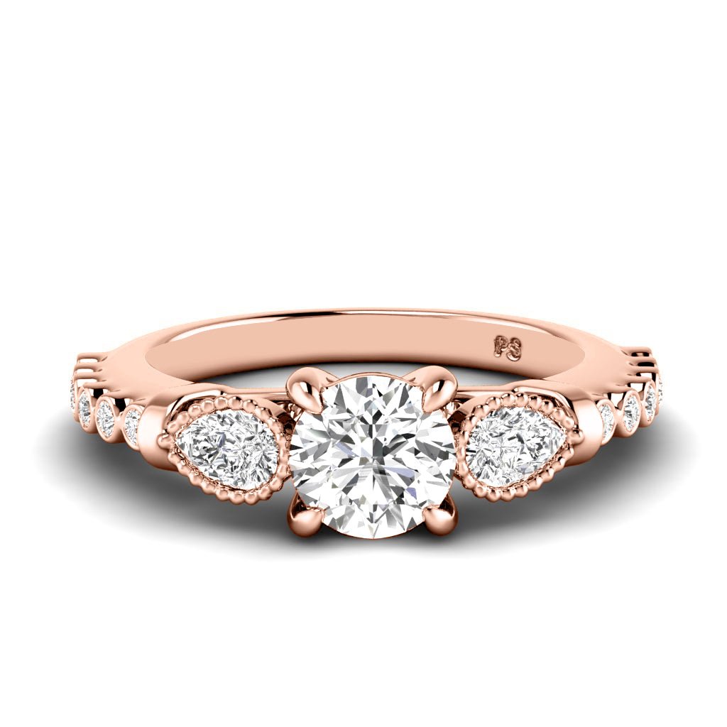 0.77-1.92 CT Pear & Round Cut Natural Diamonds - Engagement Ring