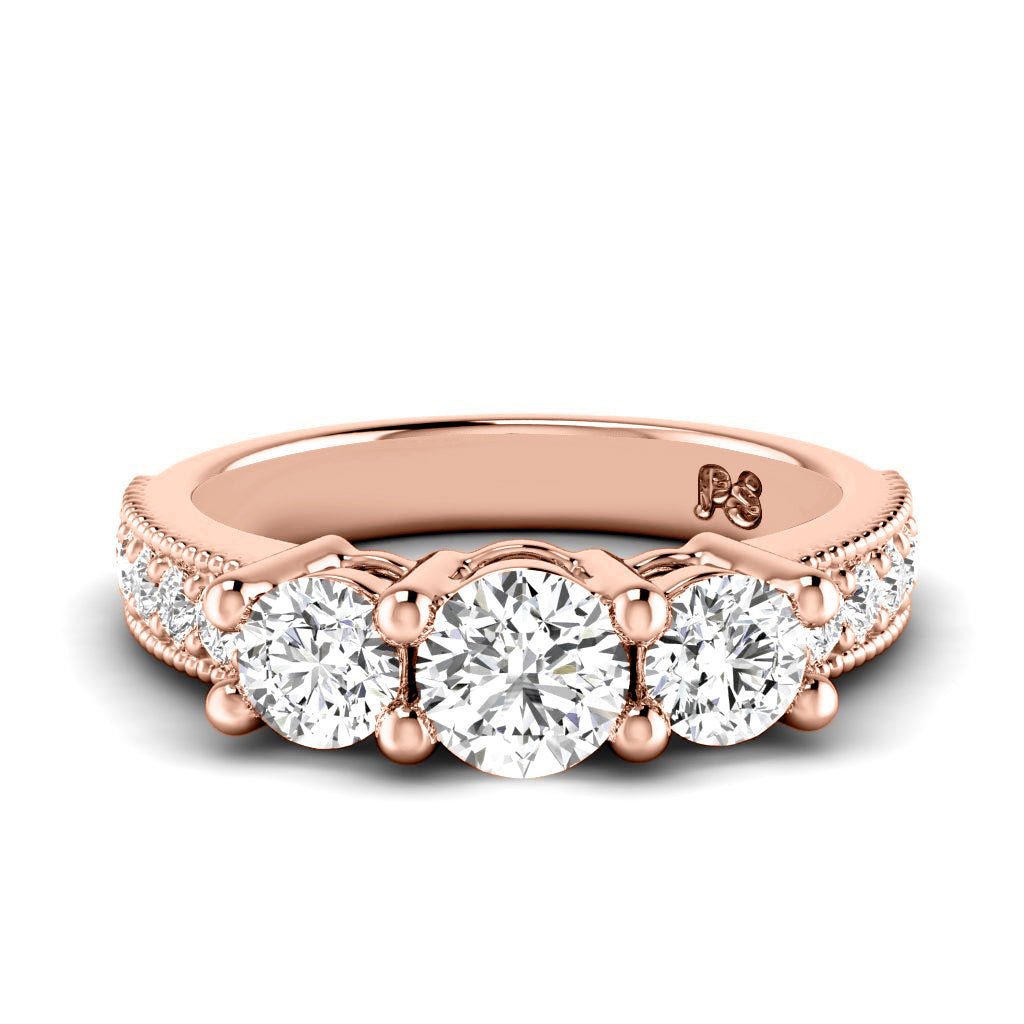 1.30 CT Round Cut Natural Diamonds - Three Stone Rings - Primestyle.com