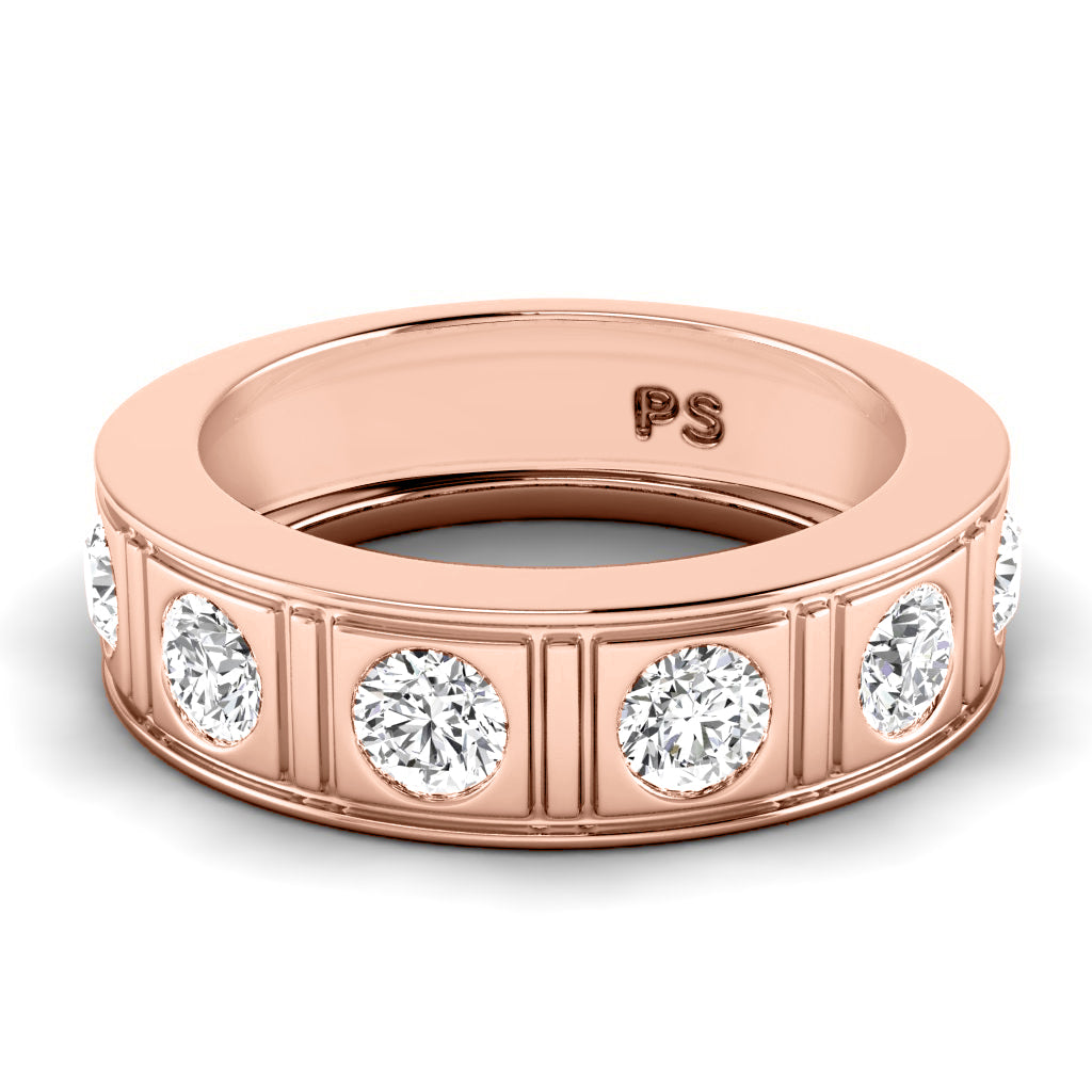 1.50 CT Round Cut Lab Grown Diamonds - Mens Wedding Band