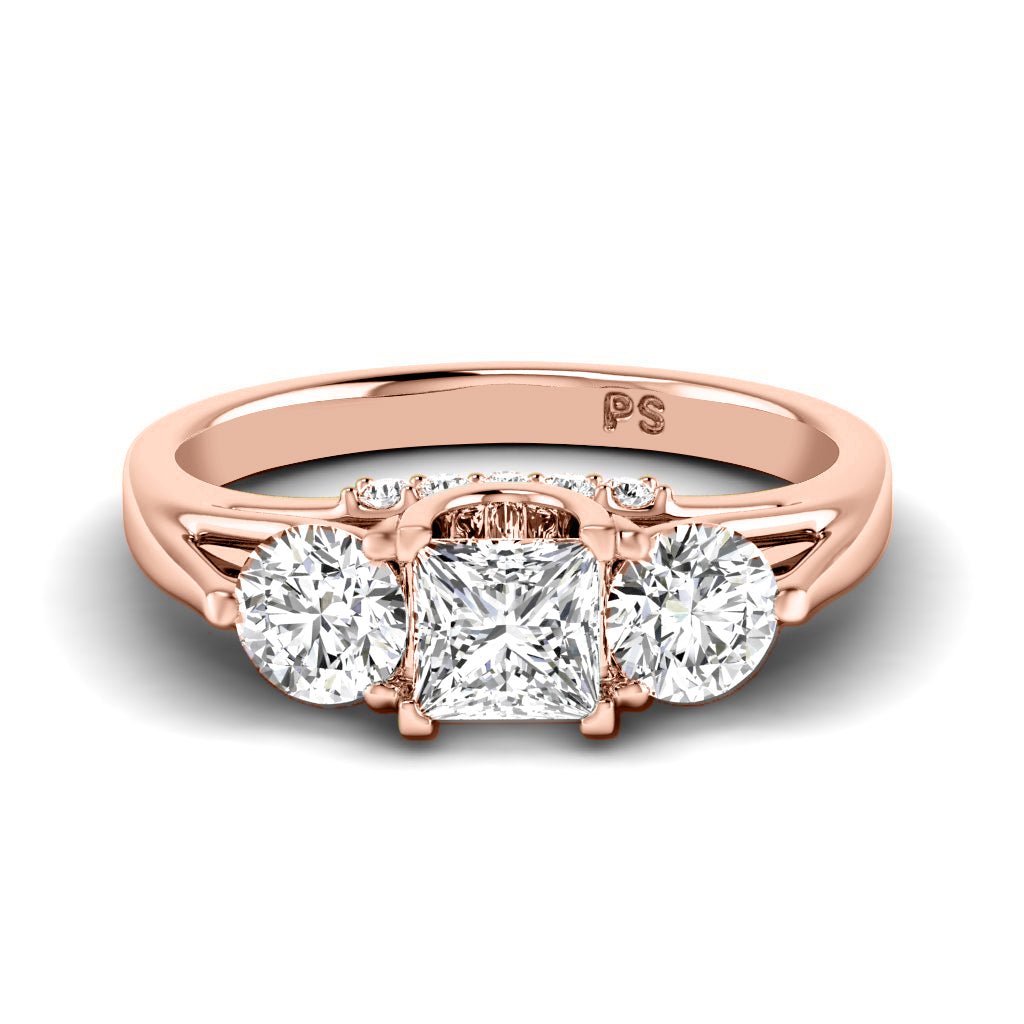 1.05-6.55 CT Princess & Round Cut Lab Grown Diamonds - Engagement Ring